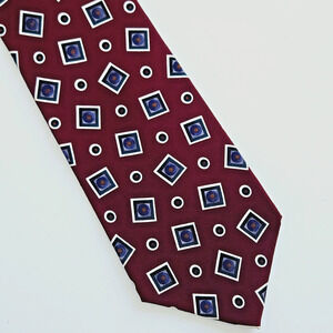 Vintage Christian Dior Silk Tie Red Geometric Classic Luxury Retro Maximalist